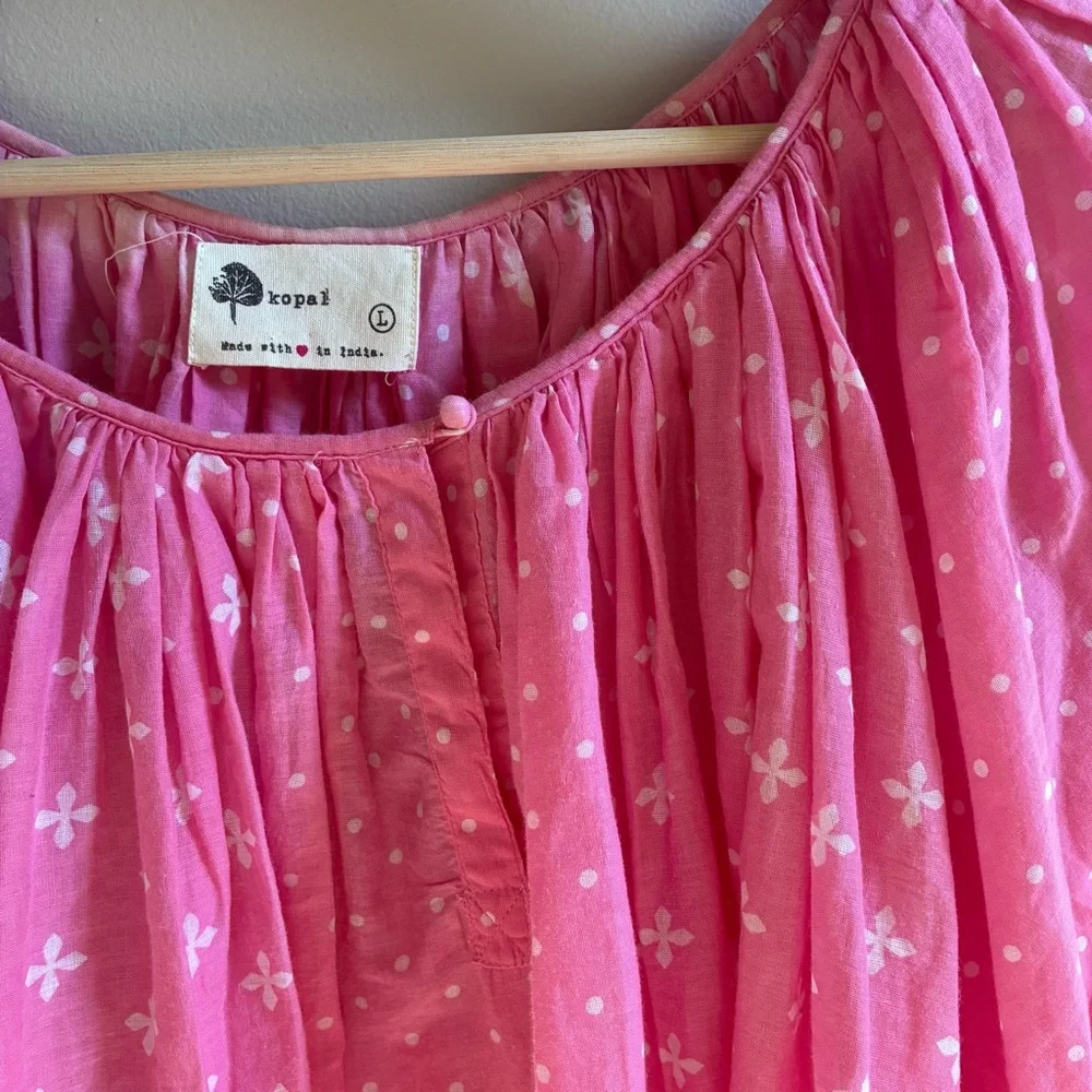 Pink Patterned Women's Boho Blouse - Picture 4 of 6